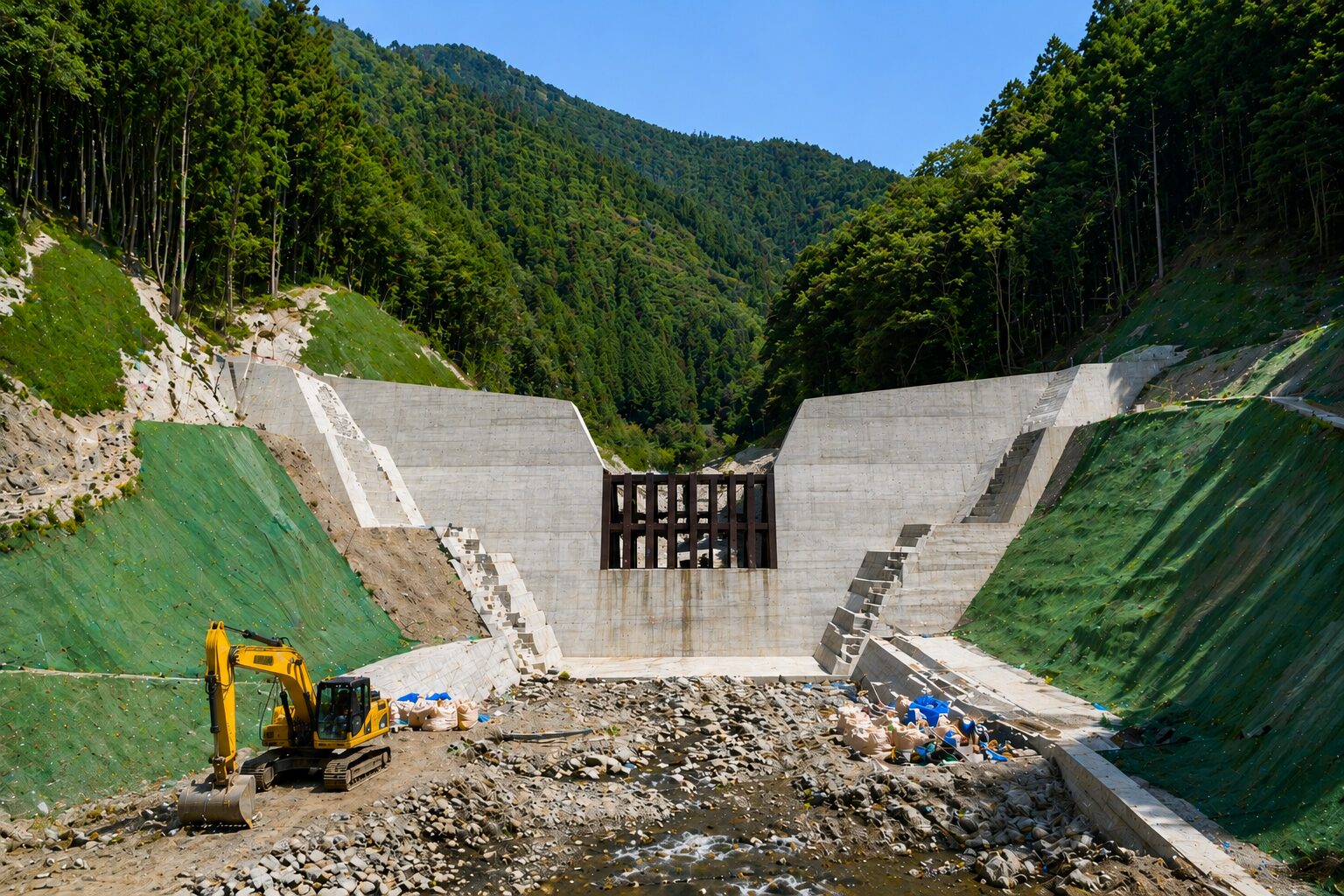 阿智川上流 砂防堰堤工事 長野県飯田市で施工した阿智川上流砂防堰堤工事